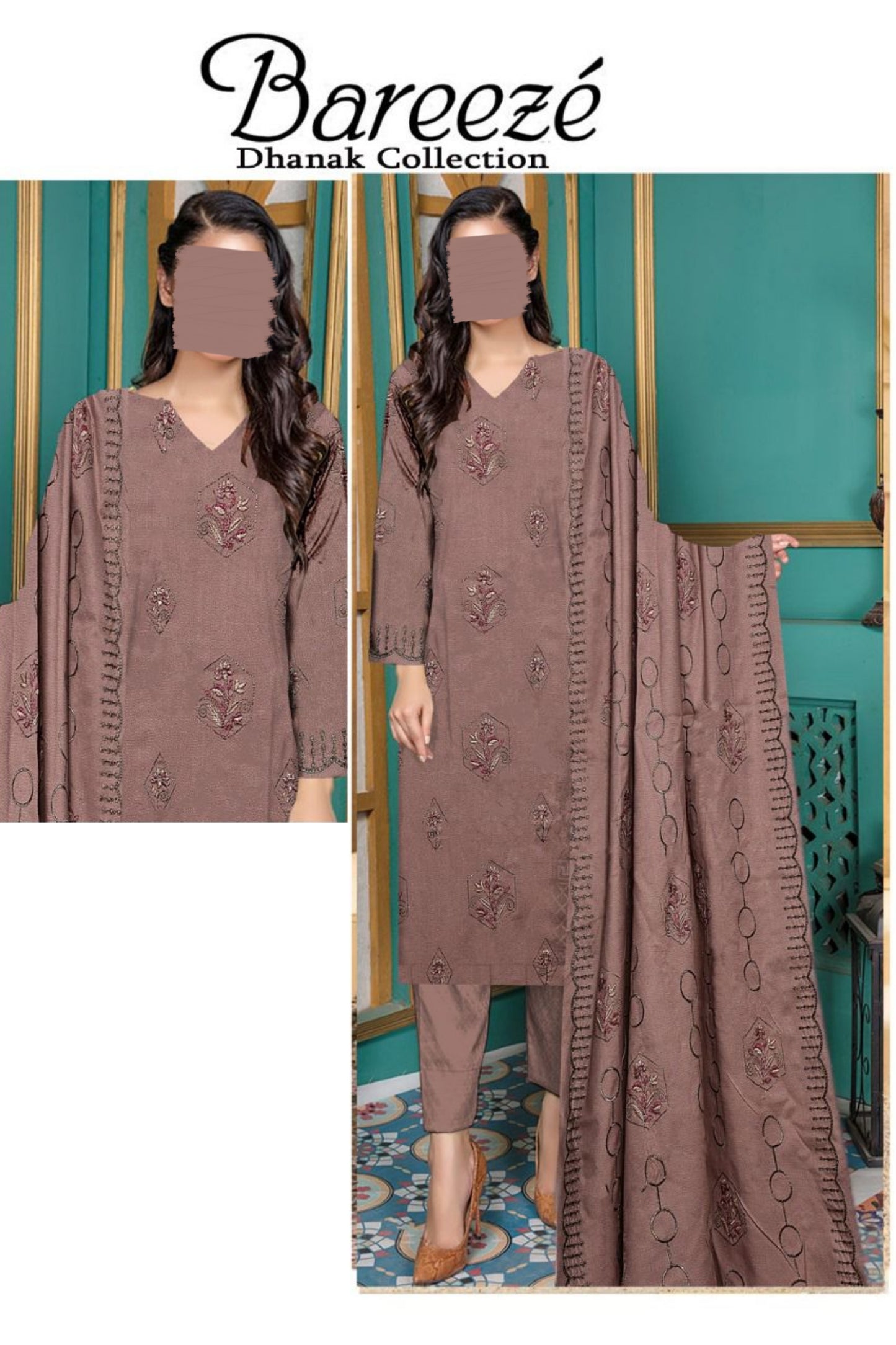 Bareeze Dhanak Embroidered 3Pcs Luxury  Winter Collection BRZ04