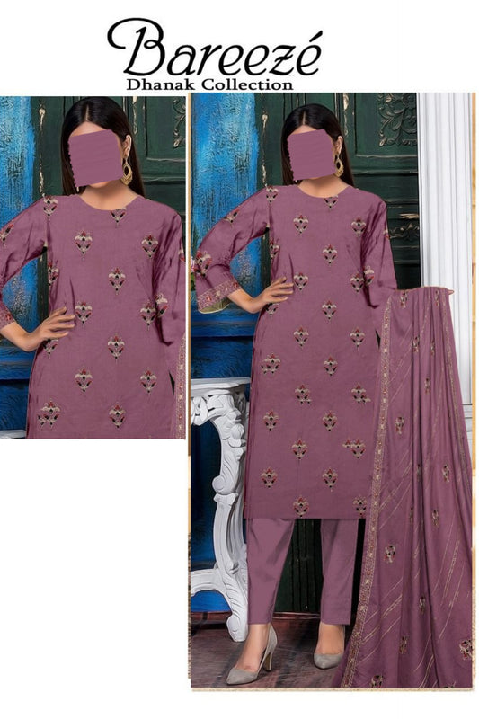 Bareeze Dhanak Embroidered 3Pcs Luxury  Winter Collection BRZ10