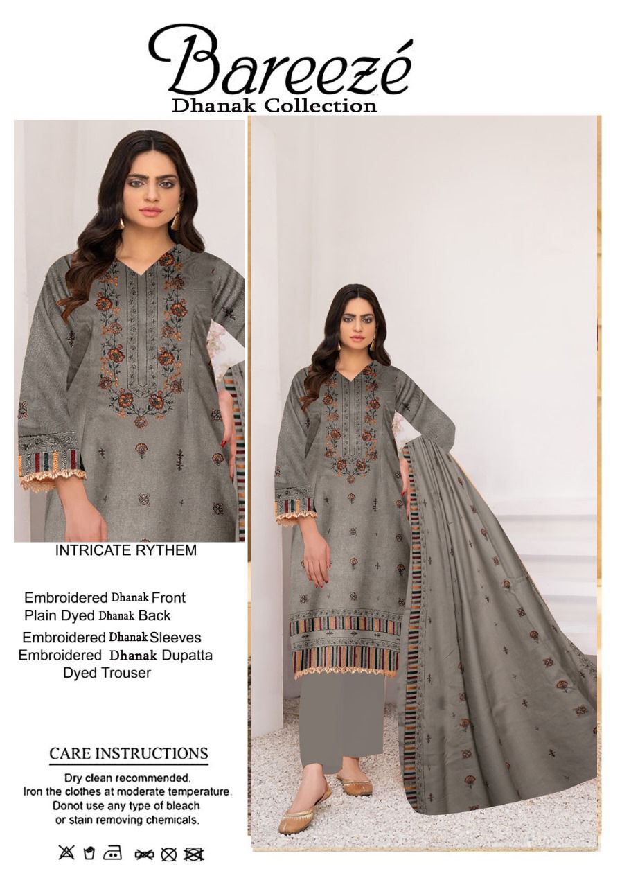 Bareeze Dhanak Embroidered 3Pcs Luxury  Winter Collection BRZ08