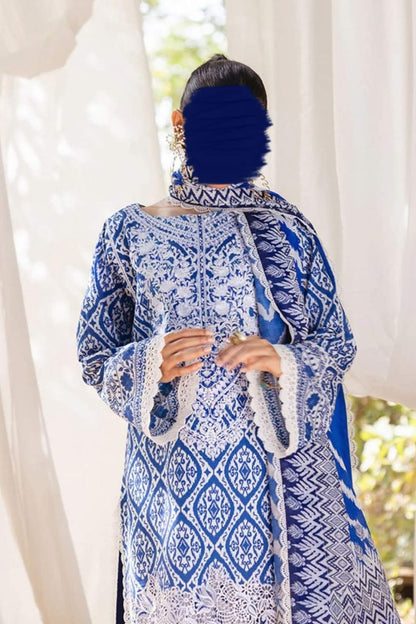 Zainab Chottani Lawn Unstitched Printed 3 Pc Leena Blue - D4A