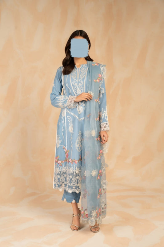 Sara Jahan Pret Embroidered Cotton 3 Piece Suit Firuze