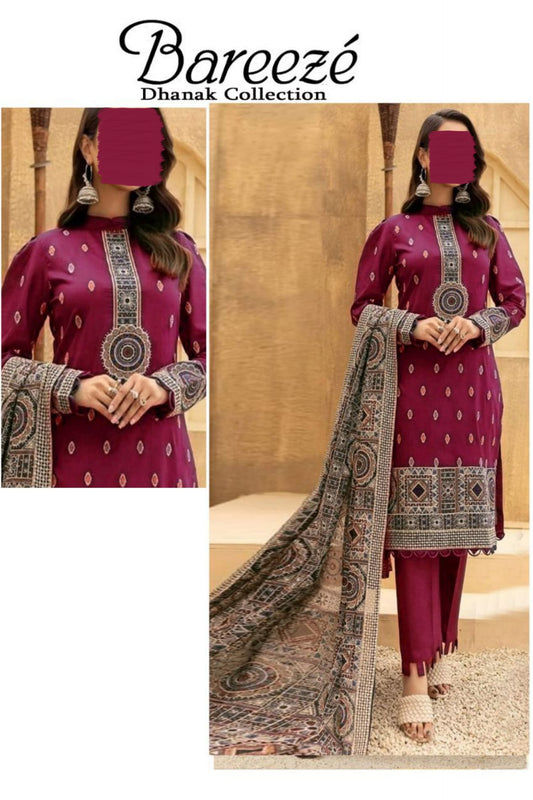 Bareeze Dhanak Embroidered 3Pcs Luxury  Winter Collection BRZ02